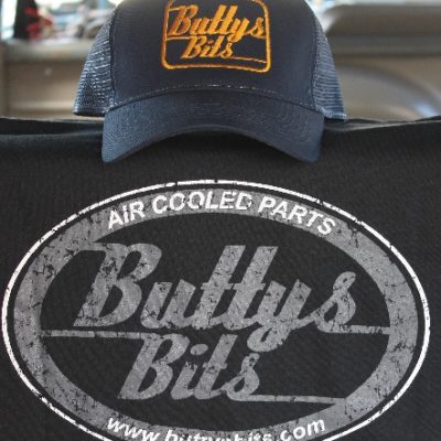 "Buttys Bits" Classic Black T`shirt with Grey Oval logo