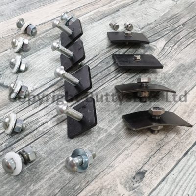 BB-030 Complete ribbed / pressed bumper and splash tray bolt set 1955-1959 (Silver or Black) - Zinc (Silver)